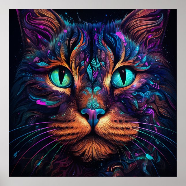 Impresión de Poster de pared de la cara de un gato (Frente)