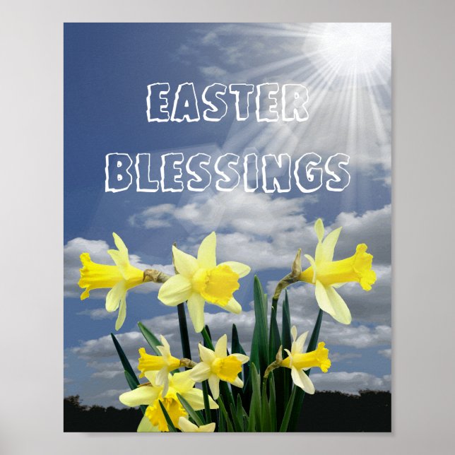 Impresión de Poster de Pascua con flores amarillas (Frente)