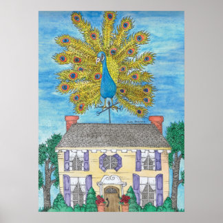 Impresión de Poster de pavo real orgulloso