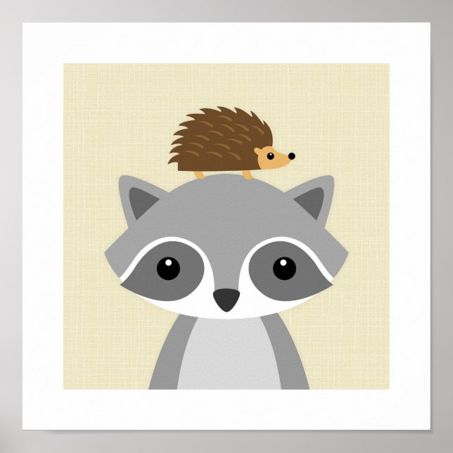 Impresión de Poster de Racoon Retro (Frente)
