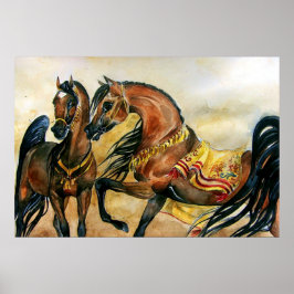 Impresión de Poster de retrato de caballo árabe en