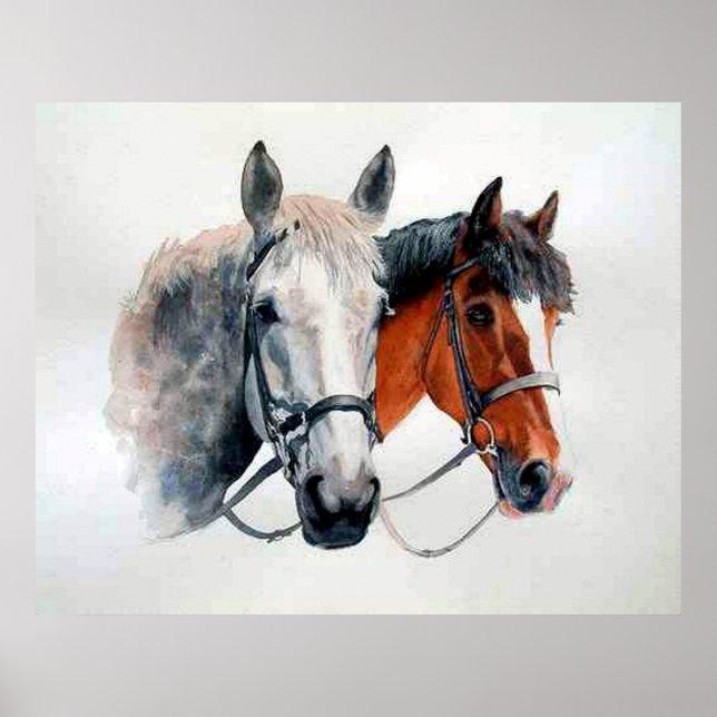 Impresión de Poster de retrato de caballos de caza (Frente)