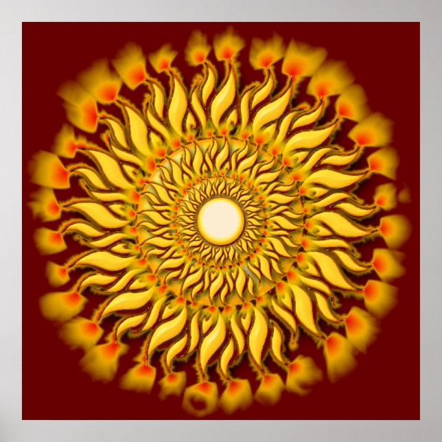 Impresión de Poster de sol tribal de llamas (Frente)