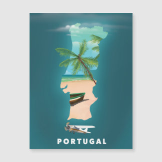 Impresión de póster de viaje del mapa de Portugal.