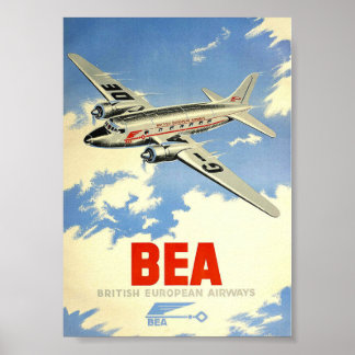 Impresión de Poster de viajes retro de BEA