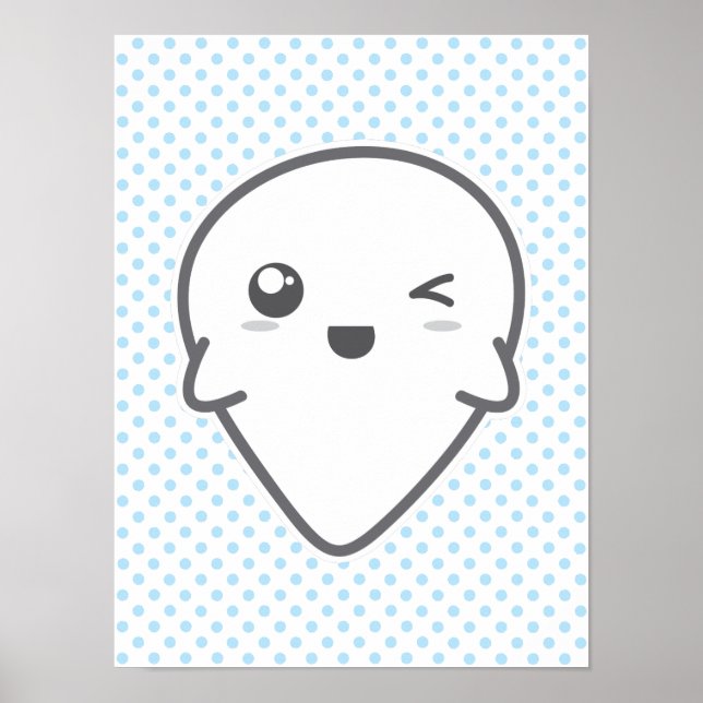 Impresión de Poster fantasma Kawaii Winking (Frente)