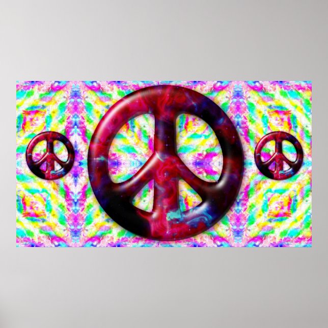 Impresión de Poster fractal de signo de paz trippy (Frente)