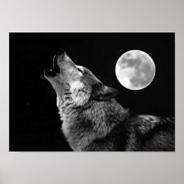 Impresión de Poster Gray Wolf & Moon