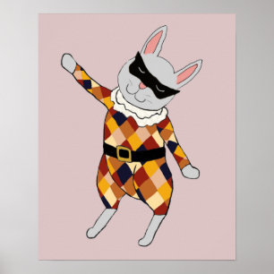 Impresión de Poster Harlequin Bunny Dancing