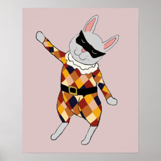 Impresión de Poster Harlequin Bunny Dancing