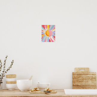 Impresión de Poster Pastel Rainbow Sun Burst