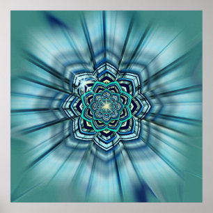 Impresión de Posters Aqua y Turquoise Lotus Mandal