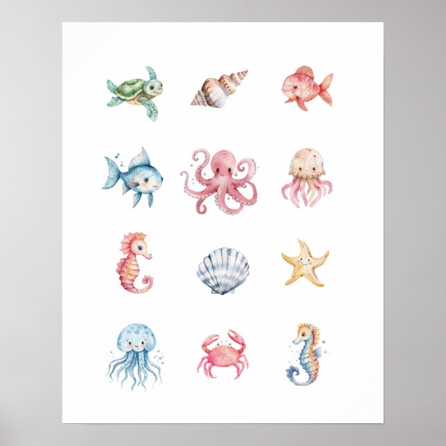 Impresión de Posters de animales bajo el mar (Frente)