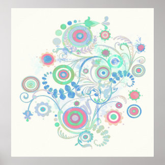 Impresión de Posters de arte de Swirls y Flores Co
