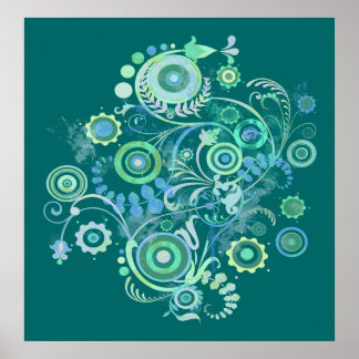 Impresión de Posters de arte de Swirls y Flores Co