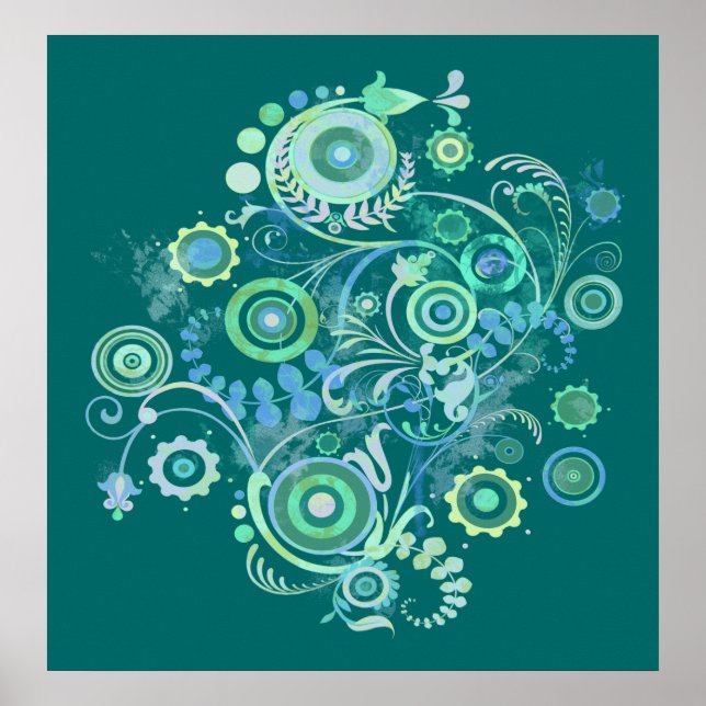Impresión de Posters de arte de Swirls y Flores Co (Frente)