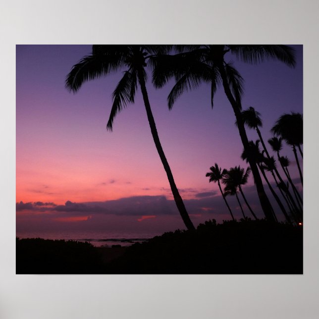 Impresión de posters de atardecer tropical rosa y  (Frente)