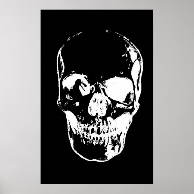 Impresión de Posters de cráneo en blanco y negro - (Frente)