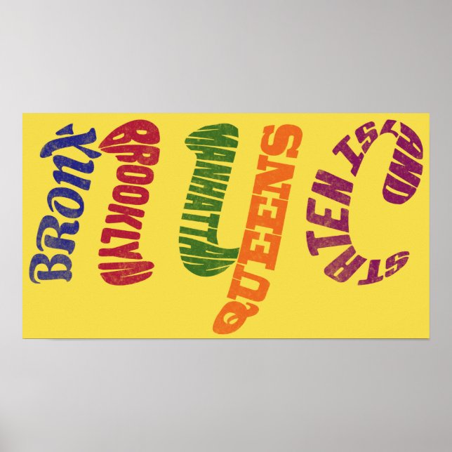 Impresión de Posters de New York City Typographic  (Frente)