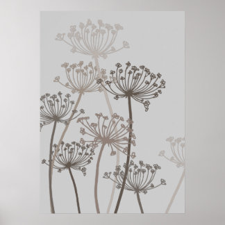 Impresión de posters grises grises de flor moderna