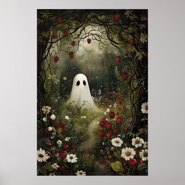 Impresión de prado de fresa fantasma, Halloween ca (Frente)