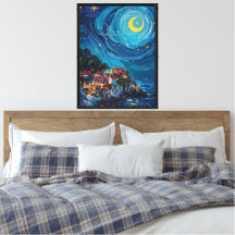 Impresión de pueblo costero estrellado arte impres