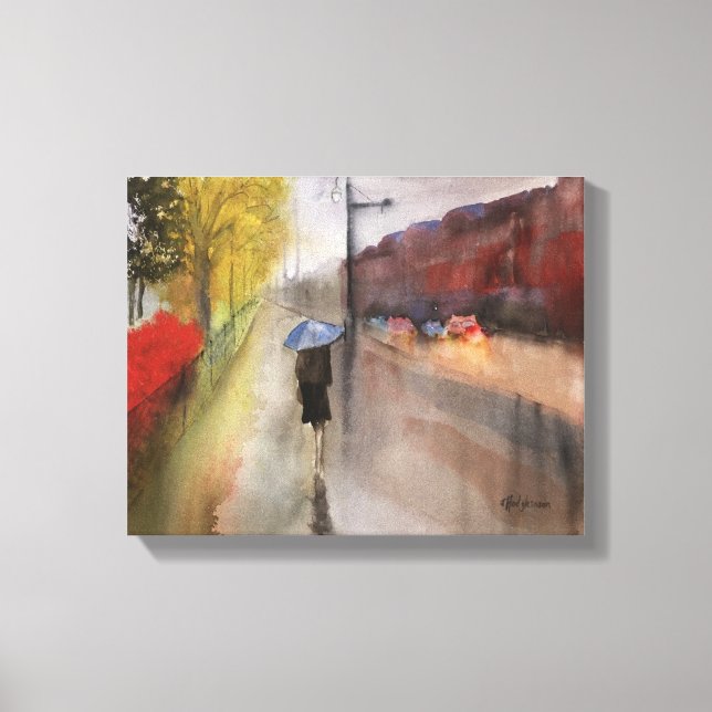 IMPRESIÓN DE RAINY PARIS WATERCOLOR CANVAS (Anverso)