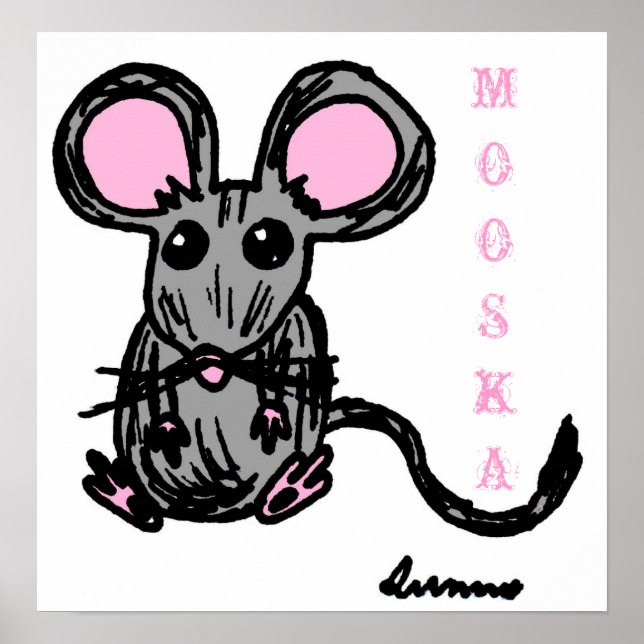 Impresión de ratón de Mooska Cute (Frente)