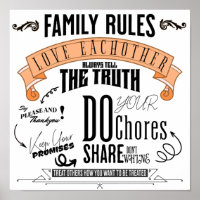 Impresión de reglas de familia, papel Poster de va