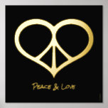 Impresión de Relieve metalizado de paz y amor<br><div class="desc">La paz y el amor se unen en este diseño gráfico simbólico y oportuno.</div>