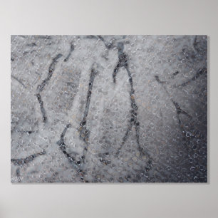 Impresión de Relieve metalizado plateado botánico 