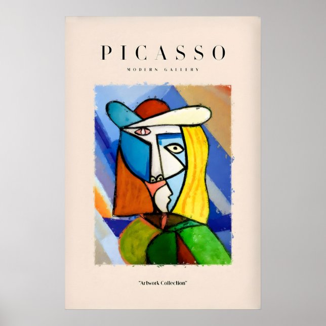 Impresión de retrato abstracto de mujer de Picasso (Frente)