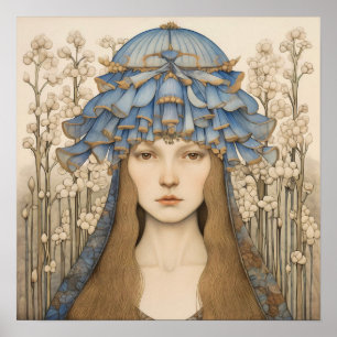 Impresión de retrato azul
