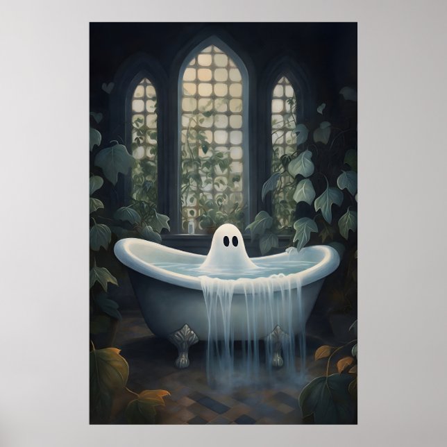 Impresión de retrato de bañera fantasma, Dark Acad (Frente)