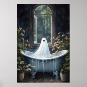 Impresión de retrato de bañera fantasma, Spooky Fa