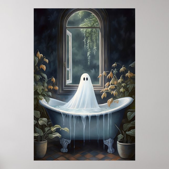 Impresión de retrato de bañera fantasma, Spooky Fa (Frente)