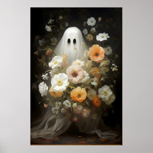 Impresión de retrato fantasma floral, gótico espel