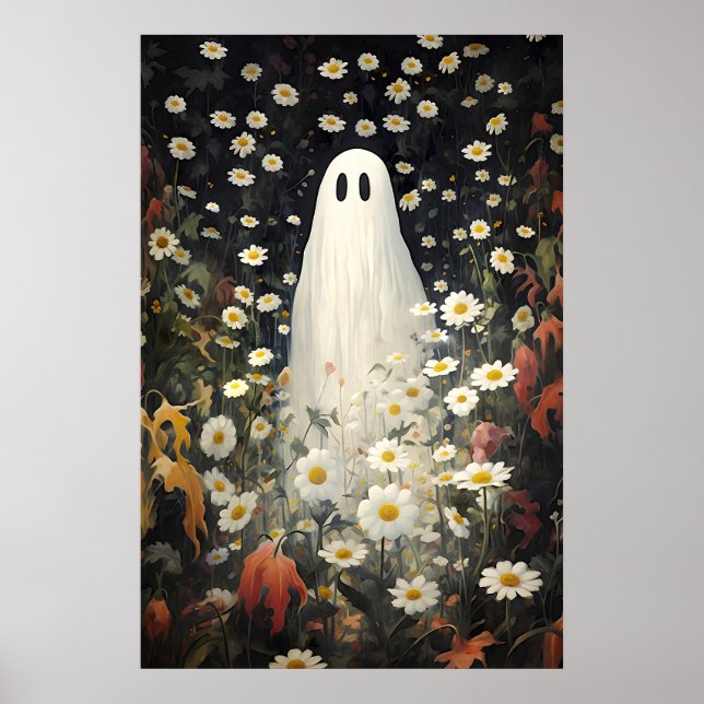 Impresión de retrato fantasma floral, óleo gótico  (Frente)