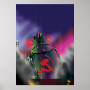 Impresión de robots de ciencia ficción soviéticos.