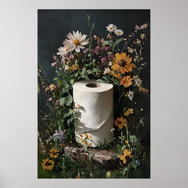 Impresión de rollo de papel higiénico floral, baño (Frente)
