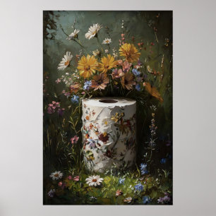 Impresión de Rollo de Papel Higiénico Floral, Dark