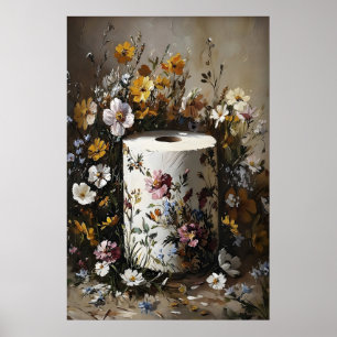 Impresión de Rollo de Papel Higiénico Floral, Dark