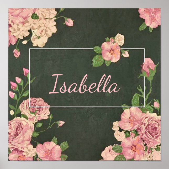 Impresión de rosas rosadas, papel Poster de valor  (Frente)