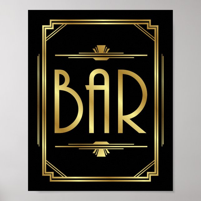 Impresión de Rótulo de BAR Art Deco (Frente)