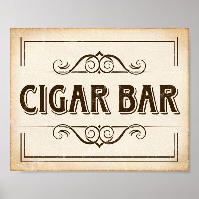 Impresión de Rótulo de BAR CIGAR de época (Frente)