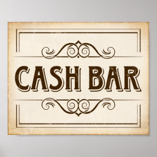 Impresión de Rótulo de BAR de EFECTIVO de Vintage