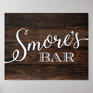 Impresión de Rótulo de BAR de SMORES de Moda Rústi