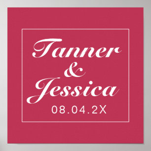 Impresión de Rótulo de Boda Minimalista magenta y
