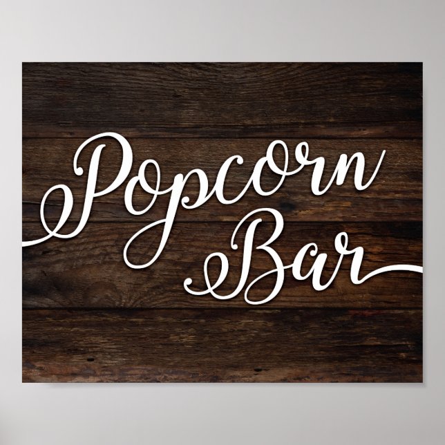 Impresión de Rótulo de Moda Rústica POPCORN BAR (Frente)