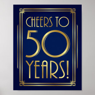Impresión de Rótulo de Navy Gold Art Deco A 50 AÑO